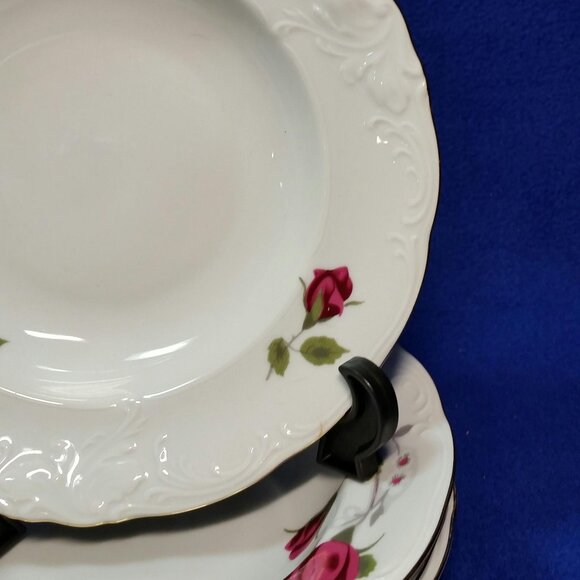 Royal Kent Red Roses Soup Bowls Set of 4 Poland Wedding Dinnerware Pre-Owned - Picture 5 of 10